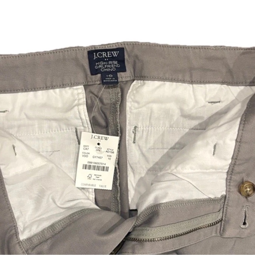 J. Crew Light Gray Cotton High-rise Girlfriend Chino Pant Women’s Size 10 - Picture 5 of 5